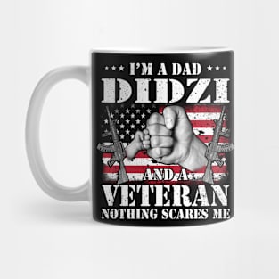 Vintage American Flag I'm A Dad Didzi And A Veteran Nothing Scares Me Happy Fathers Day Veterans Day Mug